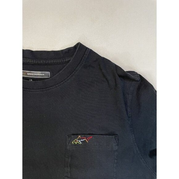 Greg Norman Embroidered Logo Pocket T-shirt Men Medium Black Short Sleeve - Picture 2 of 5